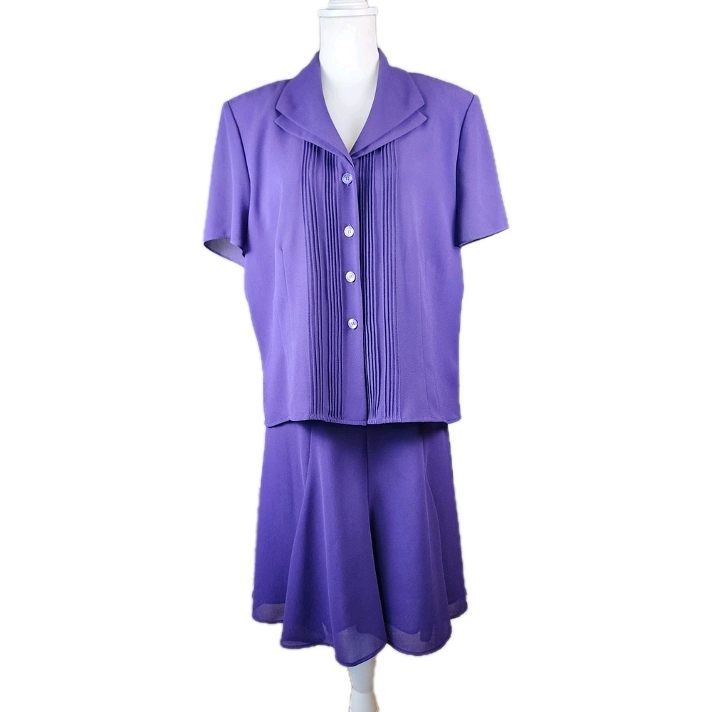 Danny Nicole 2 Piece Top + Skirt Set Outfit Womens 18 Purple Flowy Lightweight